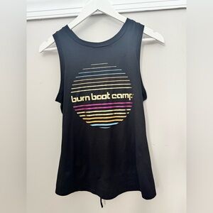 Burn Boot Camp Size M Black Full Length Cinch Back Tank Top